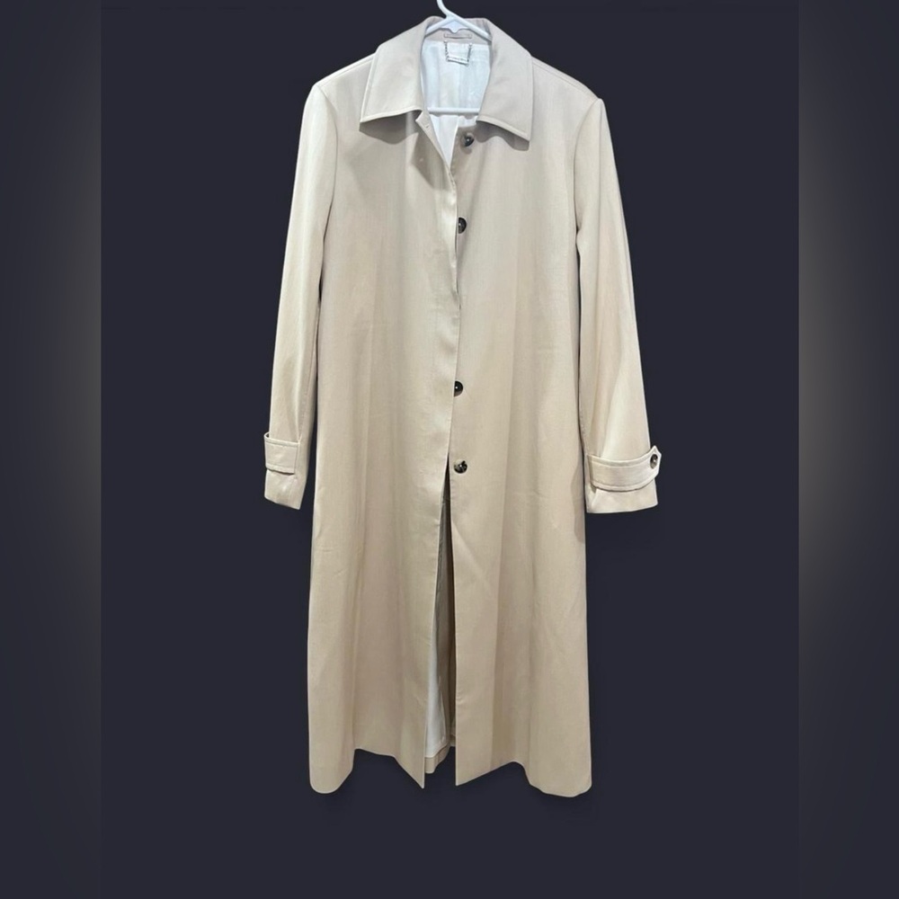 NWOT! Lilysilk | Silk-Wool Blend Water Repellent Classic Trench Coat | Khaki | L - Picture 6 of 13